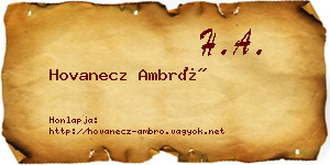 Hovanecz Ambró névjegykártya